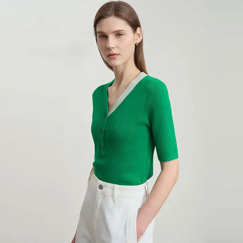 V-Ausschnitt Sommer Stricktop Zara Mae