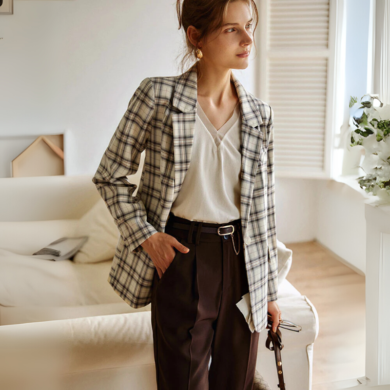 Karo Blazer für Damen Zara Mae