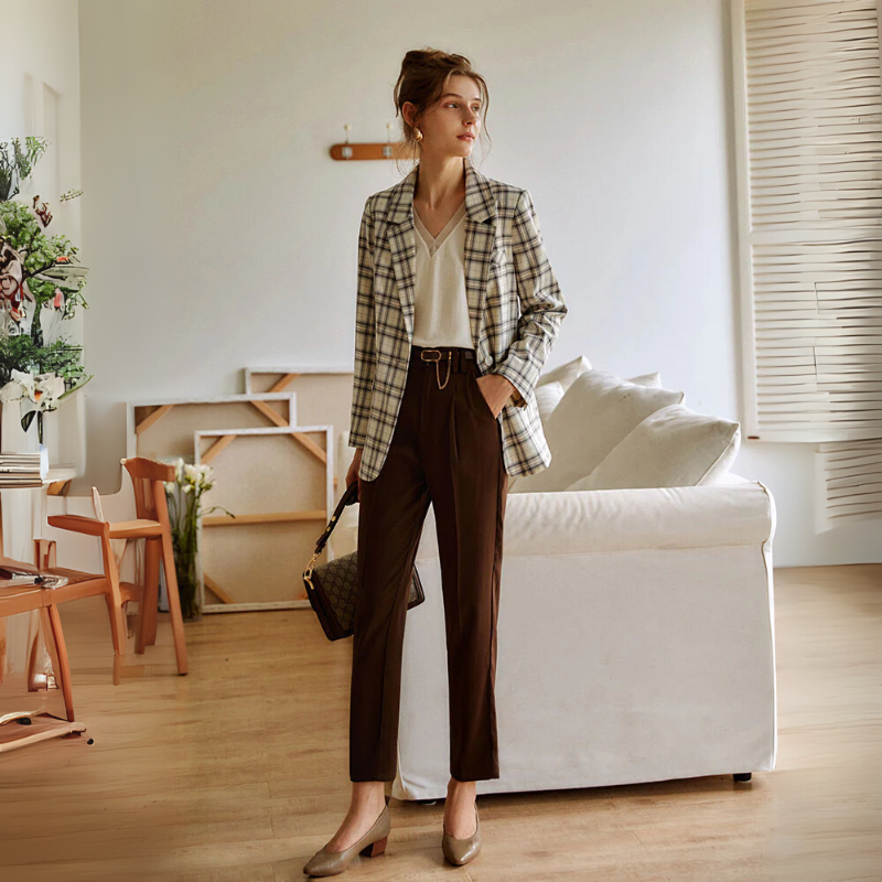 Karo Blazer für Damen Zara Mae