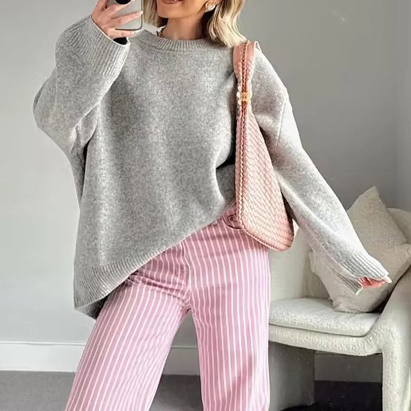 Oversized Strickpullover mit Rundhals Zara Mae